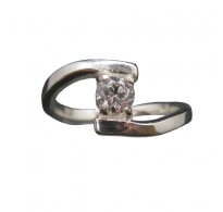 R002027 Genuine Sterling Silver Solitaire Ring Solid Hallmarked 925 4.5mm Cubic Zirconia